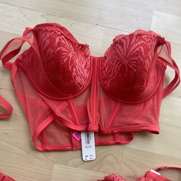 NWT La Senza Corset lace Bustier Sexy Padded Lined Bra Cayenne Red All Sz S-XL+ - Picture 12 of 16